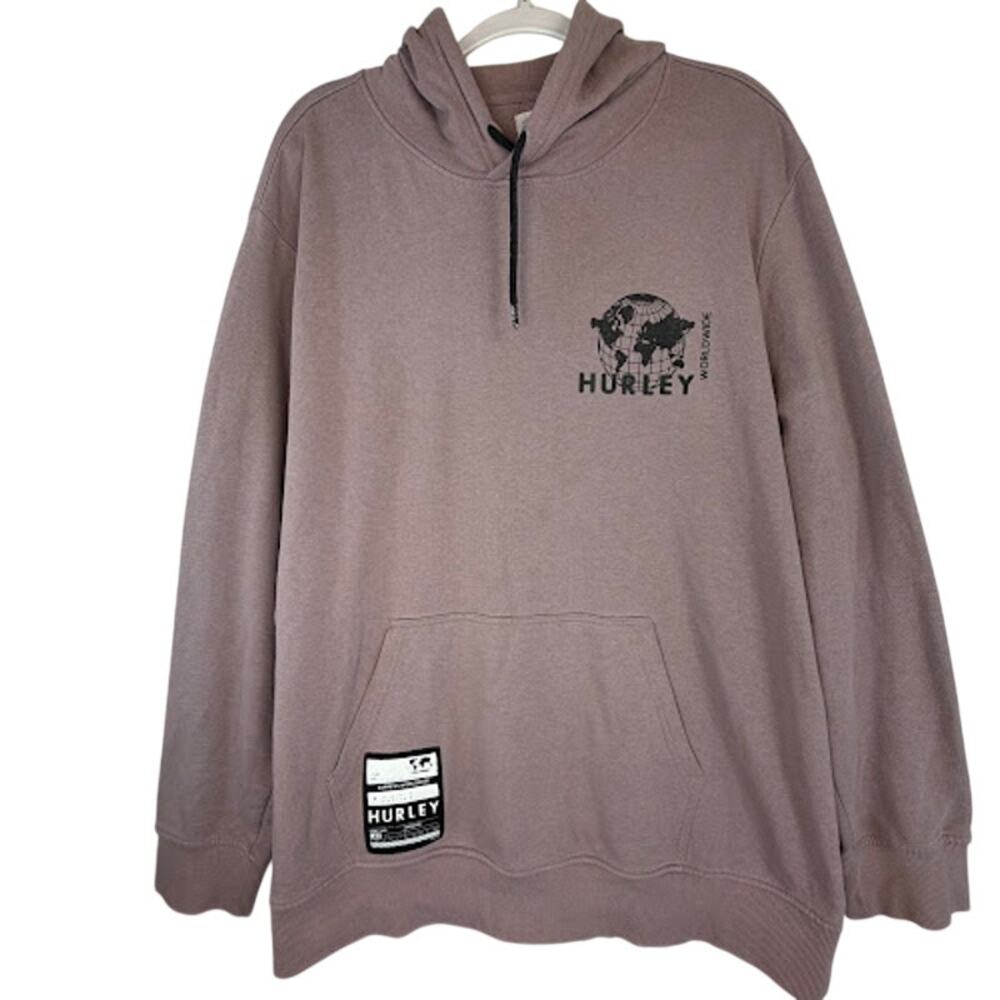 Hurley Worldwide Mens XXL Pullover Hoodie Mauve Purple Graphic Sweatshirt 2XL